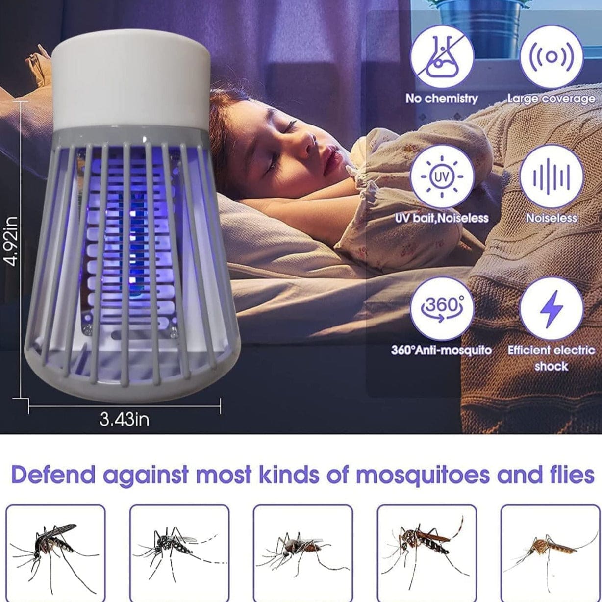 Socket Mosquito Lamp, UV Light Fly Mosquito Trap Racket, Plug In Mosquito Killer Device, Electric Mosquito Trap Lamp, Multipurpose Powered Electronic Bug Zappers Socket Mosquito Lamp, UV Light Fly Mosquito Trap Racket, Plug In Mosquito Killer Device, Electric Mosquito Trap Lamp, Multipurpose Powered Electronic Bug Zappers